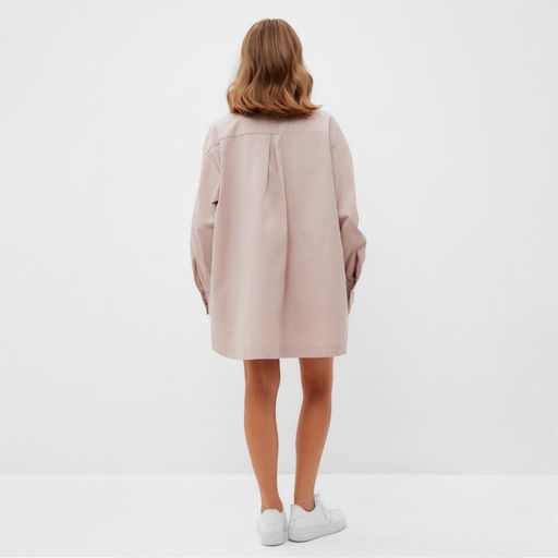 Костюм женский (рубашка, шорты) MINAKU: Oversize, серо-розовый, размер 44