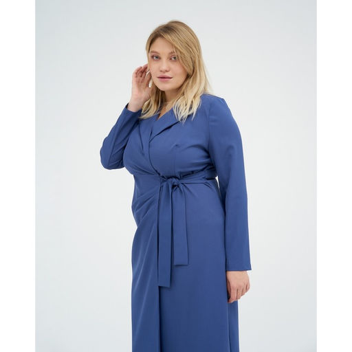 Платье женское миди с поясом MIST plus-size, синее, размер 58