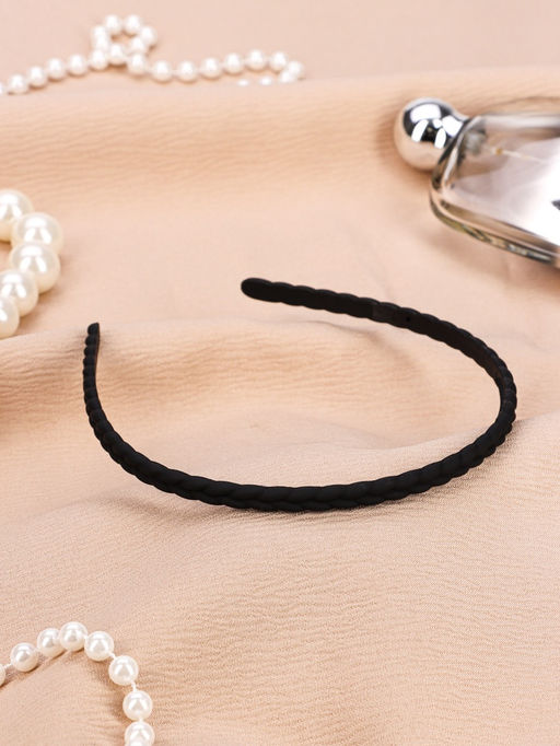 Цена за 12 шт. Ободок для волос «Классика галант», коса, 0.7 см, чёрный