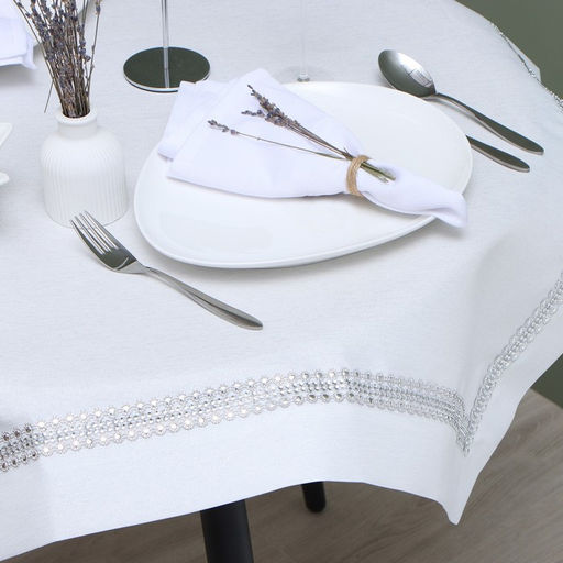 Скатерть Этель со стразами, 85 х 85 5 см, цвет белый, п/э  фото 3