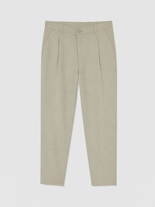 Regular Fit Keten Kar???ml? Erkek Pantolon