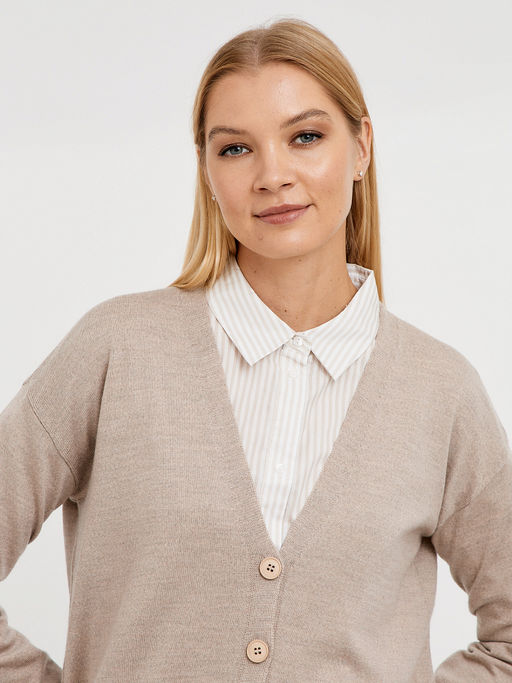 кардиган женский базовый из шерсти на пуговицах - Glenfield фото 4