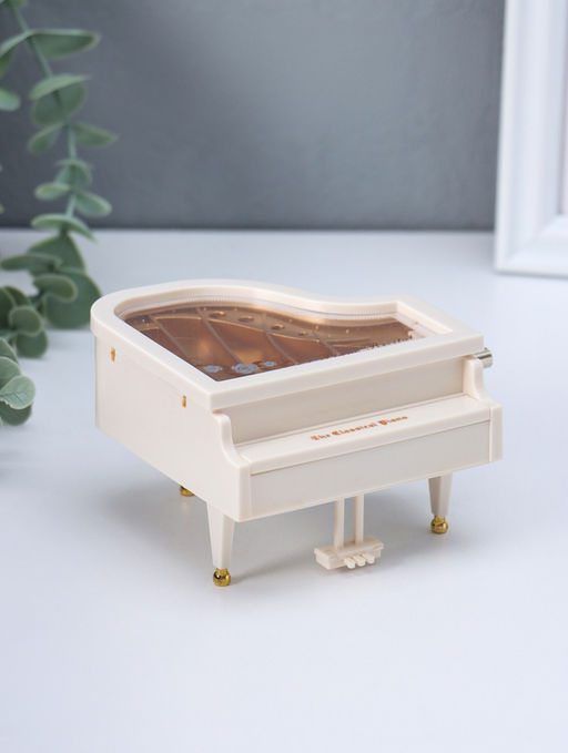 Шкатулка музыкальная механическая «Пианино», белая, 9×10.5×6.2 см