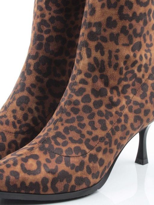 02-H26B-47ЗPC BROWN LEOPARD Сапоги демисезонные женские (искусственная замша)