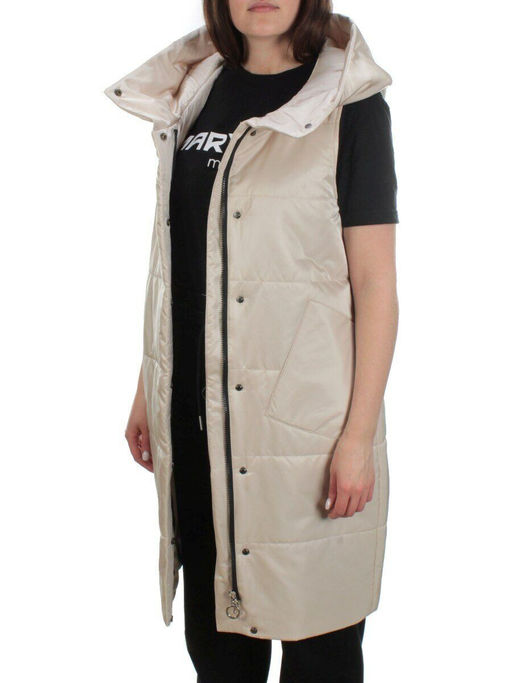 M001 BEIGE Жилет женский демисезонный (100 гр. синтепон) - Фабричный китай фото 9