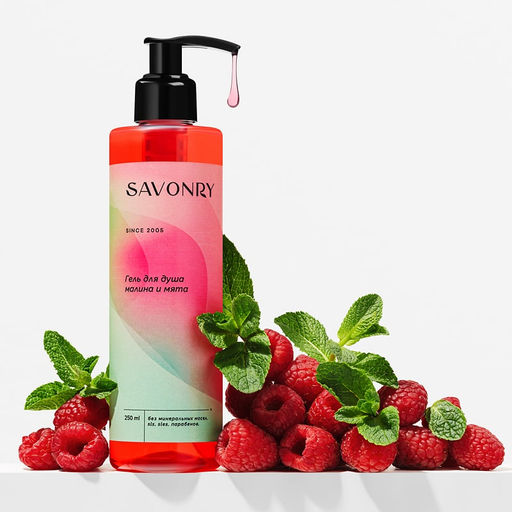 Гель для душа SAVONRY МАЛИНА и МЯТА (250 мл)  фото 2