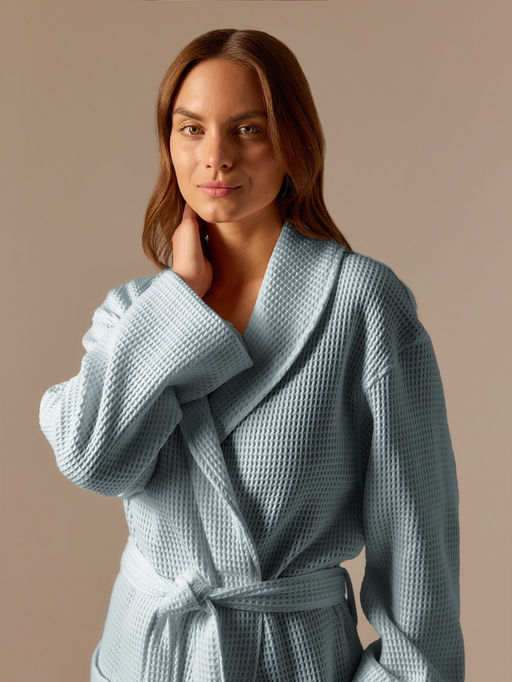 Халат вафельный женский SL HOME: Basic «Аззура», размер L, хлопок 100%, бирюзовый