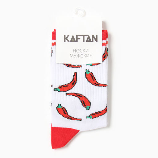 Цена за 2 шт. Носки мужские «Перцы» размер 41-44 (27-29 см), белый