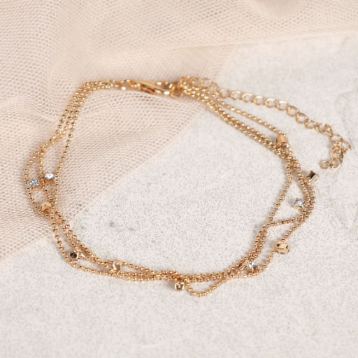 Браслет на ногу тройной 20(27) см / К0251 /уп 12/ золото - Галеонтрейд фото 3