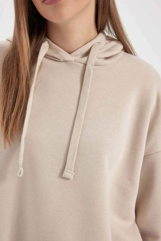 толстая толстая толстовка с капюшоном свободного кроя - Defacto фото 5