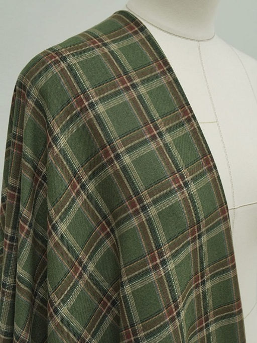 Фуле Клетка цв.темно-эвкалиптовый/коричневый, ш.1.45м, хлопок-100%, 180гр/м.кв - Купава фото 2