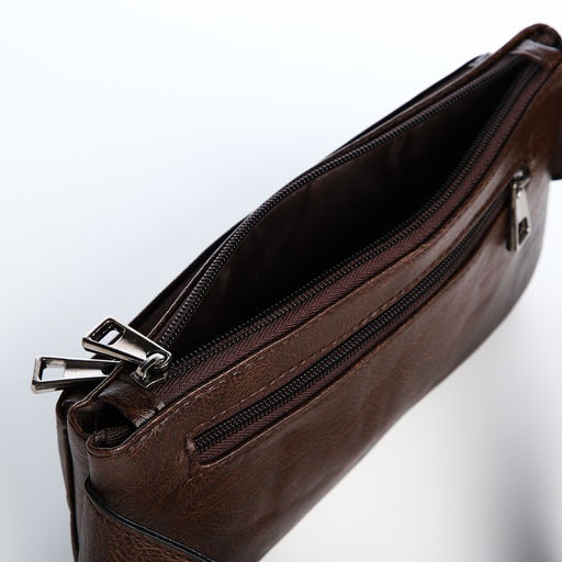 Сумка поясная на молнии, 3 наружных кармана, цвет коричневый - Simaland фото 7