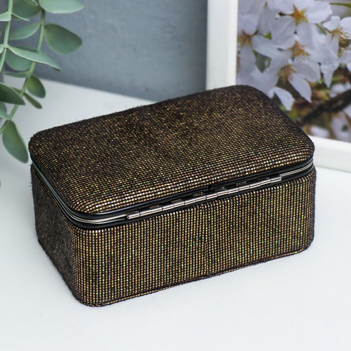 Шкатулка кожзам для украшений Мелкие квадратики. Шоколад 6х7х12 см - Simaland фото 4