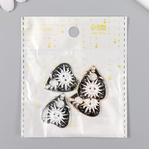 Цена за 4 шт. Декор для творчества металл «Солнце символ», эмаль, 2.6×2.3 см, МИКС