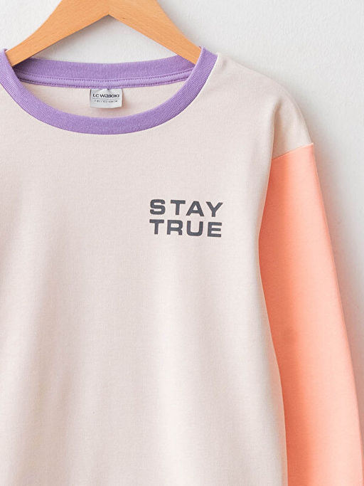 Bisiklet Yaka Bask?l? Uzun Kollu Erkek ?ocuk Sweatshirt - Waikiki фото 3