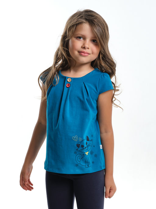 Футболка для девочки с принтом садик UD 0620 синий - Mini maxi фото 3