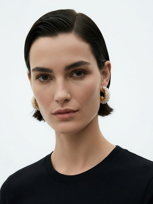 Серьги жемчуг "Россыпь", ссв, цвет белый в золоте