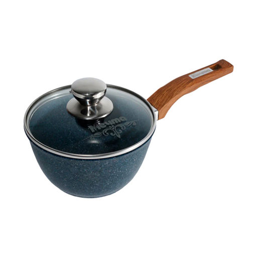 Ковш 1.7л с несъемной ручкой и стеклянной крышкой АП "Premium" (blue) арт. 82903 /МЕЧТА/