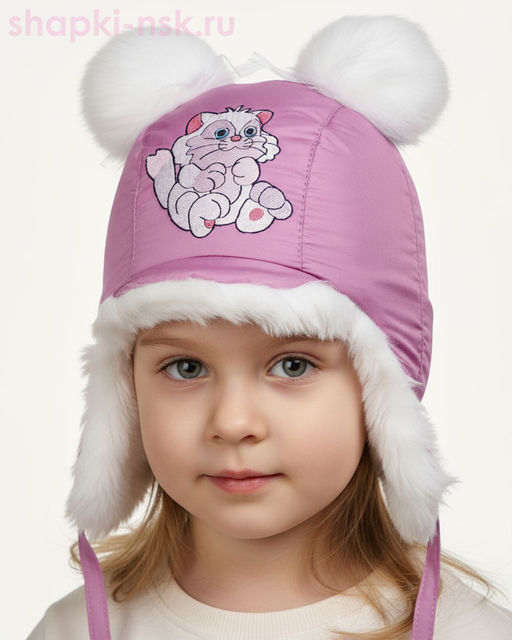 211-З Кошечка Ушанка для девочки (48-50)