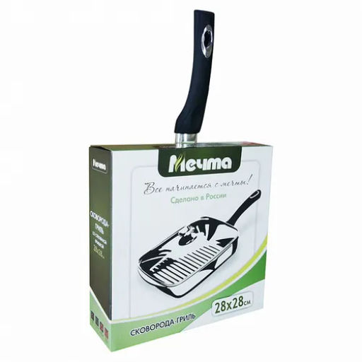 Сковорода-гриль квадр.28*28 АП Гранит star со съемной ручкой и стекл. крышкой арт.с068803 /Мечта/  фото 6