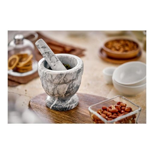 Ступка с пестиком из натурального мрамора Walmer Nordic, 10.5 см, цвет серый  фото 4