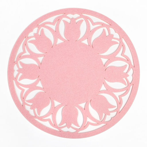 Салфетка декоративная Доляна"Тюльпаны" цвет розовый,d 30 см, 100% п/э, фетр