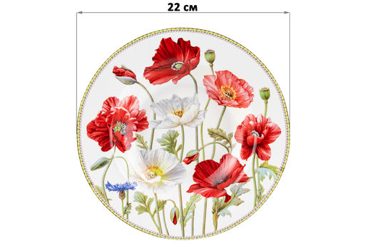 Набор тарелок 2 пр. 400 мл 22*22*4 см "Маки" глубокие NEW BONE CHINA