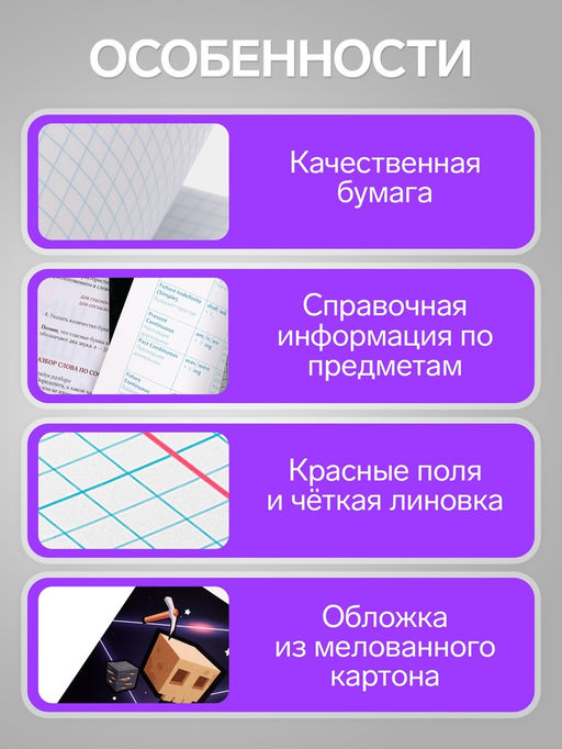 Цена за 15 шт. Тетрадь предметная, 36 листов в клетку, Calligrata «Пиксели. История»
