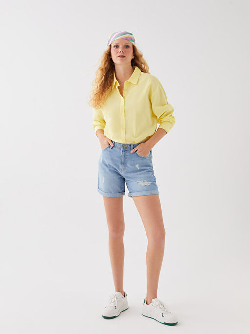Standart Fit Y?rt?k Detayl? Kad?n Jean ?ort