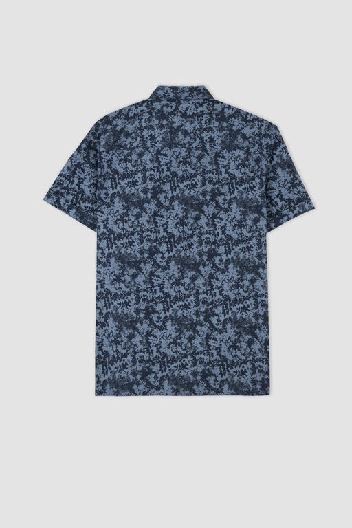 Хлопковая рубашка обычного кроя с короткими рукавами и рисунком - Defacto фото 7
