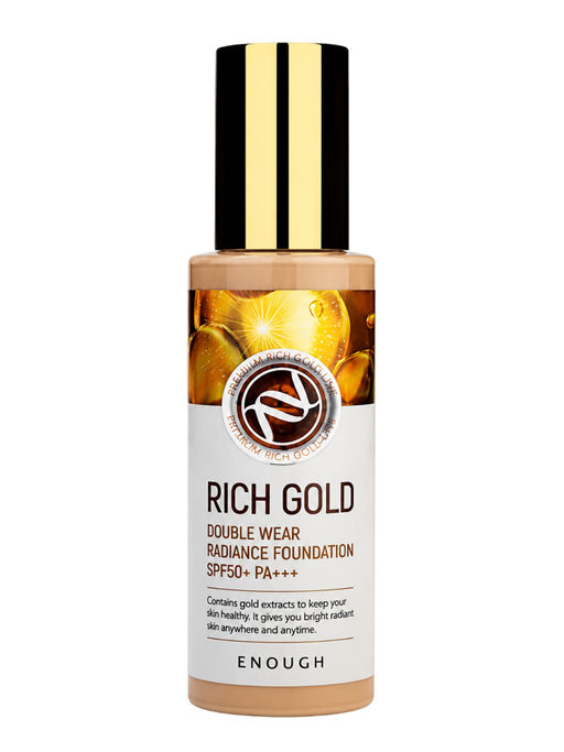 Enough Тональная основа для лица с золотом N23 / Premium Rich Gold Double Wear Radiance Foundation SPF50+ PA+++, бежевый, 100 г