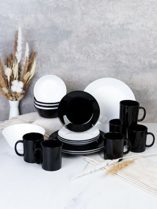 Столовый набор 25 предметов Черно-белый с кружками / NN19-1T-BW/B-MK360 /уп 2/4/ большая обеденная тарелка - ГалеонТрейд фото 2