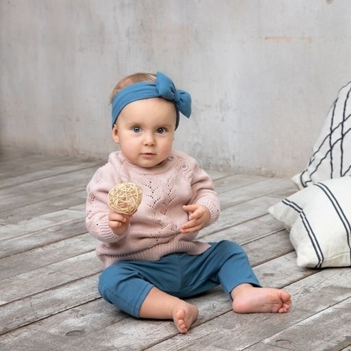 38343 Повязка на голову Petit Bebe "Бант" (интерлок+рибана) Цв.: индиго