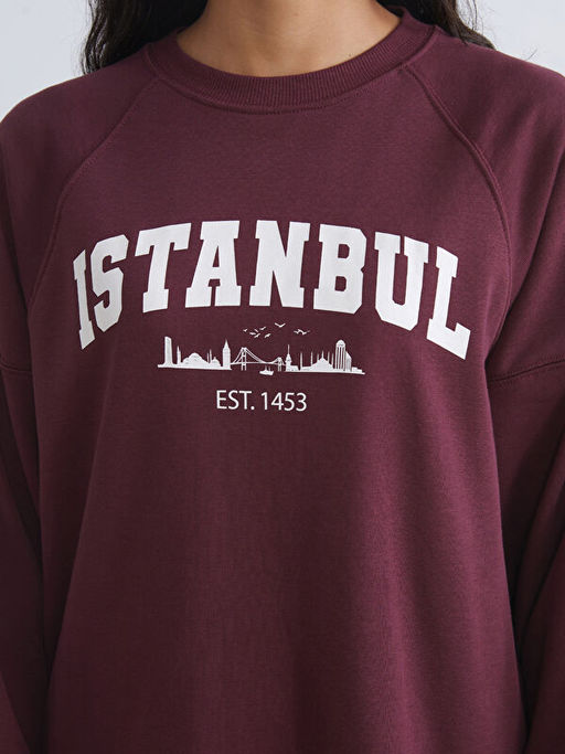 ?stanbul Bask?l? Oversize Kad?n Sweatshirt Tunik