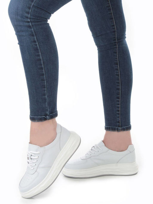 05-PDD181-1 WHITE Кроссовки женские (натуральная кожа) - Фабричный китай фото 2