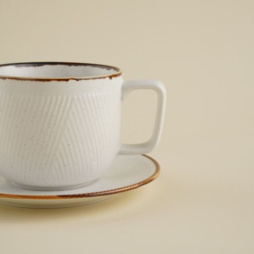 Чайная пара фарфоровая SL Home «Волна в камне», 2 предмета: чашка 200 мл, блюдце d=12,5 см, цвет белый