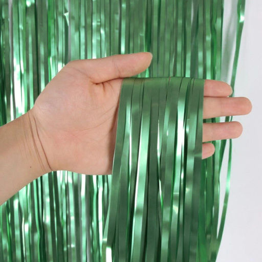 Цена за 2 шт. Занавес фольгированный "Дождь" ш1м, в2м (матовый), Зеленый