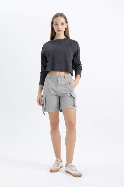 Моющаяся футболка свободного кроя с длинными рукавами и эффектом потертостей - Defacto фото 2