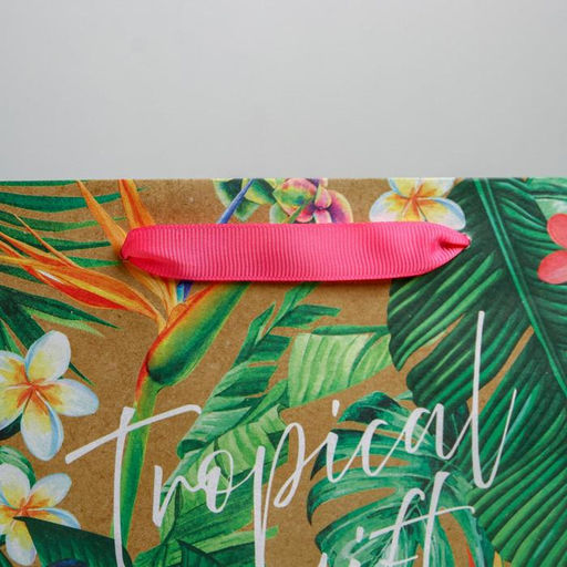 Пакет крафтовый горизонтальный Tropical gift, 23 х 18 х 10 см - Дарите счастье фото 3