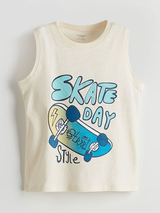 Bisiklet Yaka Bask?l? Erkek ?ocuk Atlet