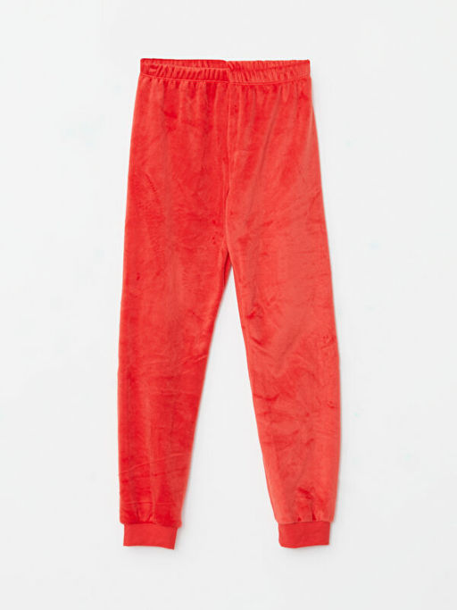 Bisiklet Yaka Nak??l? Uzun Kollu Kadife K?z ?ocuk Pijama Tak?m? - Waikiki фото 3