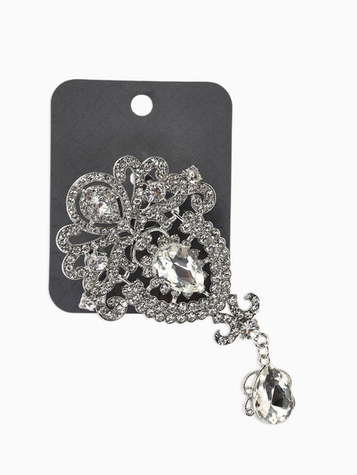 Брошь «Императрица», вензеля, цвет белый в серебре