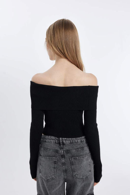 Cool Slim Fit свитер с открытыми плечами - Defacto фото 5