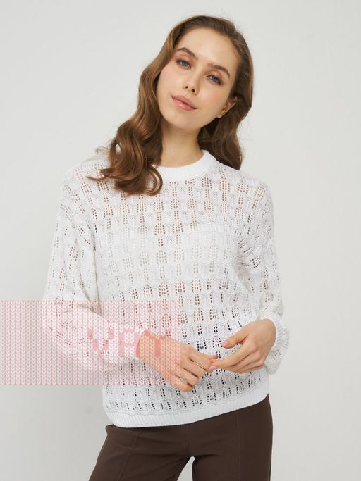 Джемпер женский 5222-41237. 7001/А04 белый/пайетки молоко