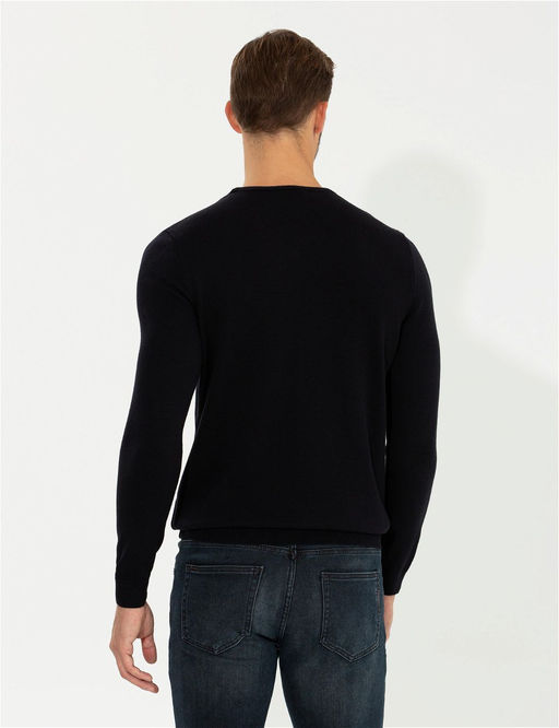 Lacivert Slim Fit Bisiklet Yaka Triko Kazak - Pierre cardin фото 5