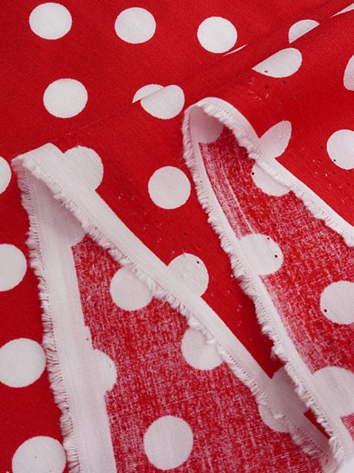 Штапель Белый горох (11мм) цв.красный, ш.1.45м, вискоза-100%, 95гр/м.кв - Купава фото 11