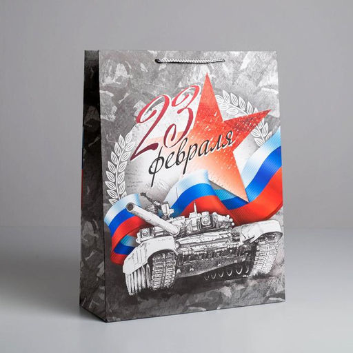 Пакет подарочный ламинированный, упаковка, «С Праздником 23 февраля!», L 40×31×11.5 см