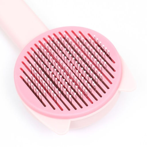 Пуходёрка пластиковая Кошка с функцией самоочистки, 8,5 х 20 см, розовая - Пижон фото 3