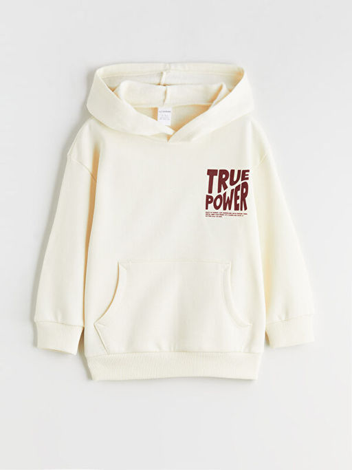 Kap??onlu Bask?l? Erkek ?ocuk Sweatshirt