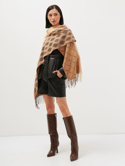 в составе шерсть Большой, мягкий, теплый двусторонний палантин с принтом. - Tantino фото 2